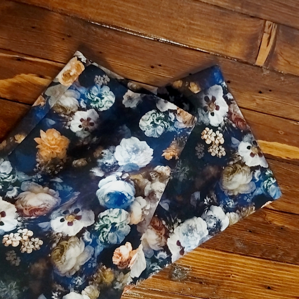 Zara pants womens L blue brown floral on black skinny trousers dark flower print - Picture 4 of 6